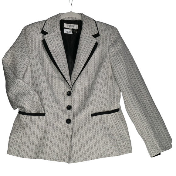 Jones NY Studio Jacket Blazer Womens Size 12 Pockets Metallic Contrast Lapel - Picture 1 of 10